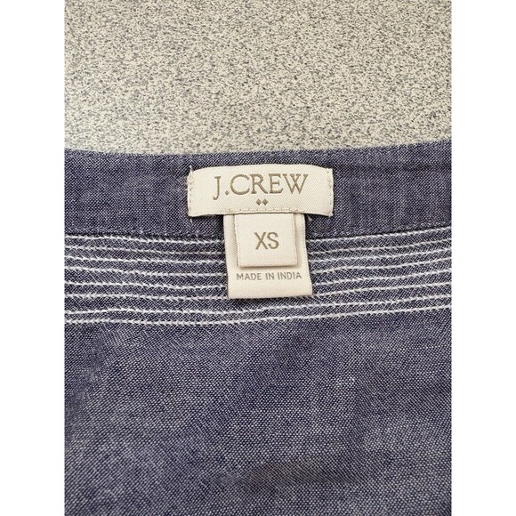 J. Crew Women’s XS Gray w/White Embroidery 100% Cotton Blouse Long Sleeve Tunic - Picture 2 of 7